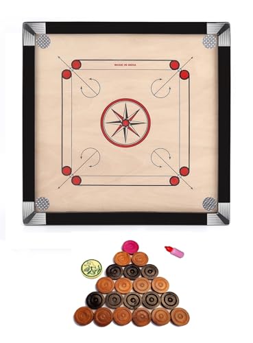 Image of Pro Play Priminum Wooden Carrom Board for Kids & Adults with Coins Striker and Boric Powder (Small Size 20 * 20 Wooden Coin)
