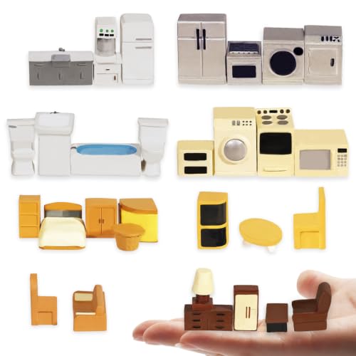 Hiawbon 31PCS Miniature Furniture Set 1:48 Scale Mini Furniture