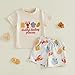 Foidiccx Toddler Baby Boy Girl 2Pcs Summer Outfit Lobster Embroidery Short Sleeve T-Shirt Casual Shorts Set Holiday Clothes (Daddys Boiling Princess Apricot, 2-3T)
