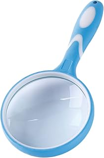 ORFOFE Handheld Glass Handle Rubber and Reading Magnifier for Outdoor Observation School Experiments Nature Exploration and Detailed Viewing Activities