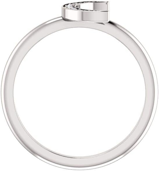 Diamond2Deal 14K White Gold .04 ct Diamond Stackable Crescent Ring Size 7