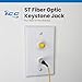 ICC ST Fiber Optic Keystone Coupler, Simplex ST to ST Adapter with Ceramic Sleeve, Singlemode & Multimode Compatible, Fits Keystone Wall Plates & Patch Panels, White