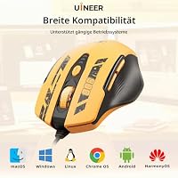 Uineer Gaming Maus mit Kabel, 7200 DPI, 6 programmierbare Tasten, Gelb-PRO – Ansicht 8