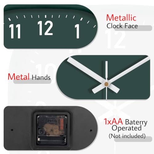 Image of 8Inch Dark Green Square Wall Clock Silent Non Ticking Analog Clock
