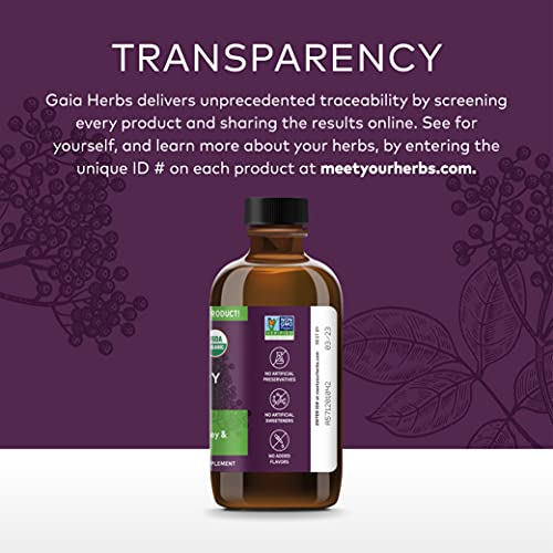 Gaia Herbs Black Elderberry (Sambucus Nigra) Tonic - Organic Immune Health Support With Black Elderberries, Raw Apple Cider Vinegar, And Raw Honey - 4 Oz (24 Servings) #TOP3