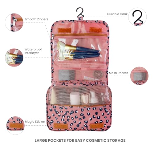 Image of Lcsmaokin Large Capacity Toiletry Bag Travel Bag with Hanging Hook for Men and Women Waterproof Travel Cosmetic Bag Bathroom Storage Bag for Brushes Set, Full-Sized Shampoo, Toiletries, Accessories,