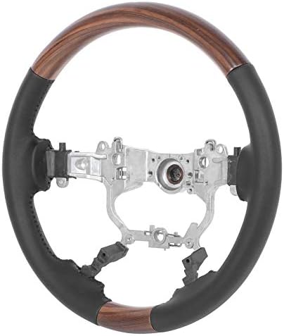 Steering Wheel,ANGGREK Steering Wheel 15.4in Upgrade Steering Wheel Replacement Fit for Landcruiser/for Crown/for Prado/for Alphard/for Vellfire(Black skin bright wood (AA C710))