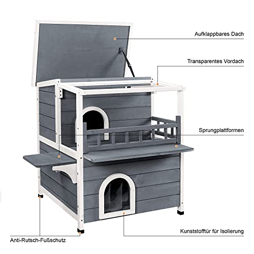 Katzenhaus Outdoor Lovupet Katzenvilla und Katzenhütte für den Garten