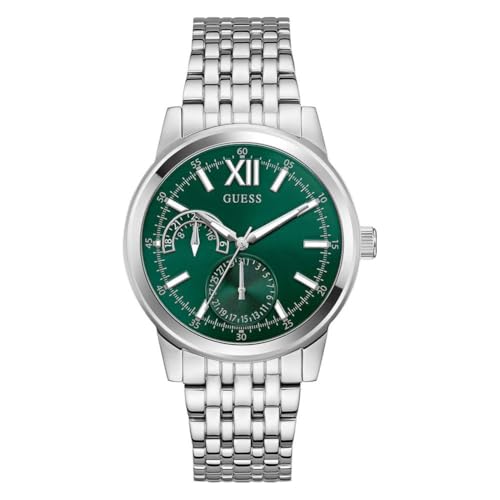Montre Guess Emerson GW0976G5 bracelet acier argenté cadran vert 42 mm étanche