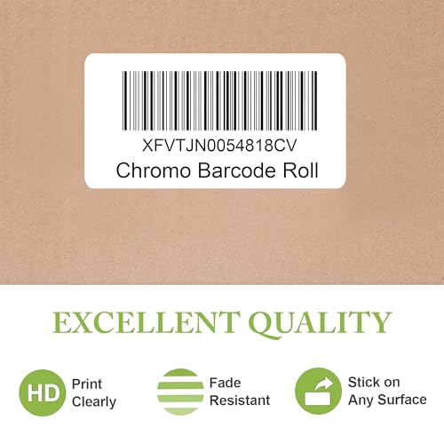 Image of GLUN Direct Thermal Barcode Label 400 Labels in 1 Roll, Size 50x25 mm, Direct Thermal White Self Adhesive Sticker for Labelling & Barcoding