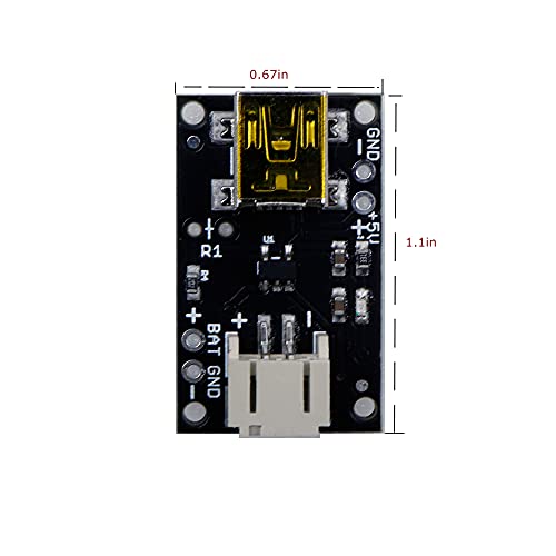 Treedix 2pcs Mini USB LiPo Battery Charger Board with Battery Protection JST Socket with LED Indicator Charging Rate Adjustable Automatic Power-Down - Thumbnail 4