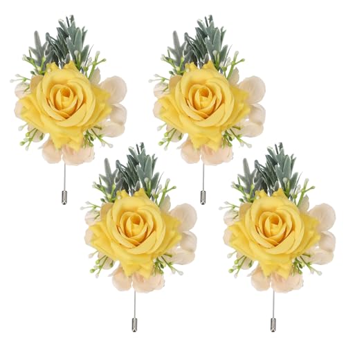 Boutonnières pour homme fleurs artificielles pochette mariage cérémonie