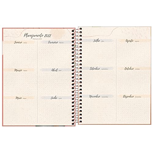 Planner Espiral 17,7 x 24 cm Naturalis 2022 - Estampa Embrace nature fundo rosa claro - Tilibra