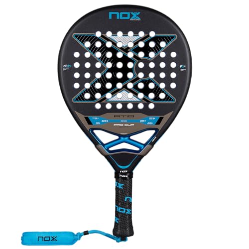 NOX Raquete de padel AT10 Pro Cup macia 2026 | Agustin Tapia em forma de lágrima Pala Padel | Fibra de vidro prata Face, HR3 Soft Eva Core | Aerodinâmica EOS Flap, controle de vibração do sistema de