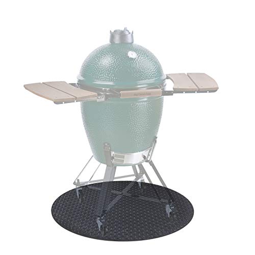 Mydracas Round Under Grill Mat for Weber Big Green Egg Charcoal Grill 36  Non-Slip Deck Patio Grill Under Mat Protect Your Wooden Floor from Oil Stain or Sparks, Black