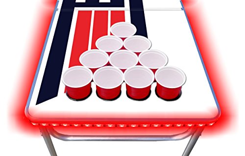 8-Foot Professional Beer Pong Table w/Cup Holes & LED Glow Lights - Top Pong Edition