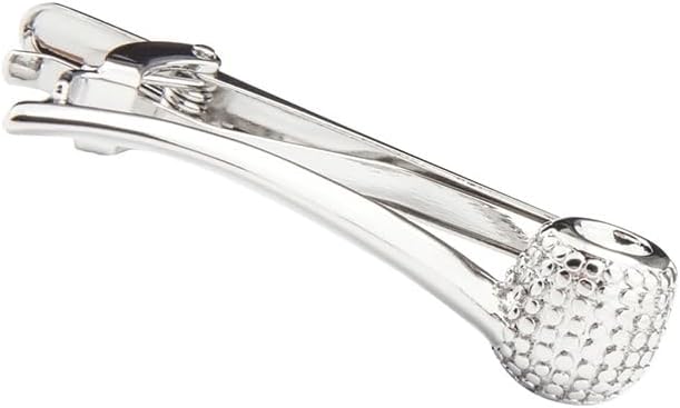 Silver Pipe Shaped Metal Lapel Pin for Men's Casual Tie Clip Korean Version