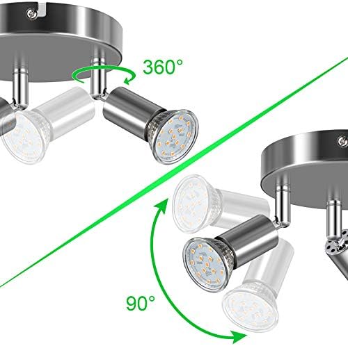 Unicozin 3 Way LED Ceiling Light, Round Plate Ceiling Spotlight, ø140mm, White Chrome, Included 3 x 4W GU10 LED Light Bulbs (400LM, Warm White), Spotlight Lamp for Bedroom Kitchen Living Room