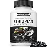 TUVAAZ PURELYNUTRIENT Ethiopian Black Seed Oil Capsules with 4.64% Thymoquinone, Immune Support & Digestion & Energy Booster, Non-GMO, Gluten-Free, 60 Count Softgels