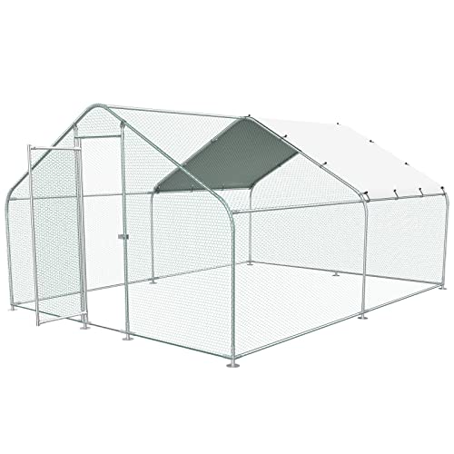 Unovivy Large Metal Chicken Coop Run, Outdoor Walk-In Poultry Cage Hen Run House Rabbits With Waterproof Cover And Secure Lock For Outside, Backyard And Farm (10'Lx13'W X6.4'H) #TOP11