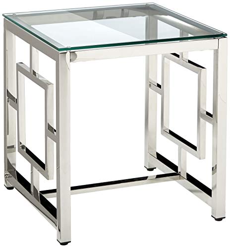 Cortesi Home Kamdyn Square Contemporary End Table, Silver #TOP8