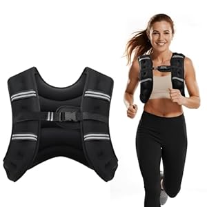 Weighted Vest, 8lb/12lb/16lb/20lb/25lb/30lb Weight Vest with Two Adjustment Straps for Men Women, Weight Vests with Reflective Stripe for Strength Training, Running, Jogging, Walking