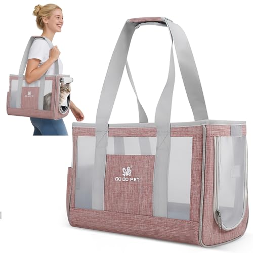 ALLSOPETS Trasportino Cane Traspirante e Confortevole, Borsa per Cani con Gancio di Sicurezza, Materassino e Tasca Laterale, Trasportino Gatto per Viaggi Outdoor (Rosa Antico)