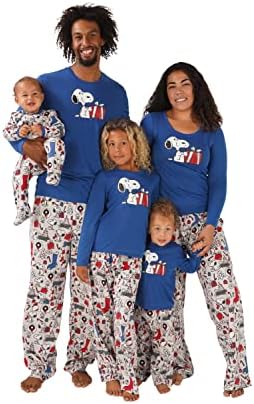 Nite Nite Munki Munki Women's LS Tee and Pant Jersey PJ Set, Snoopy Holiday Cheer, 1X