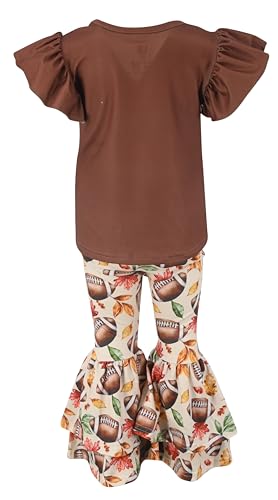 Image of Unique Baby 2 Piece Girls Double Bell Bottom Leggings Outfit with Short Sleeved Shirt Kid and Toddler Clothes Set