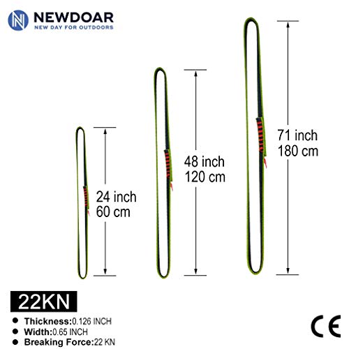 Newdoar 16Mm Nylon Sling Runners 22Kn 4846Lb Climbing Utility Cord Rock Climbing, Creating Anchors System, Rappelling Gear, Perfect For Tree Work(Green 24" 3Pcs) #TOP1