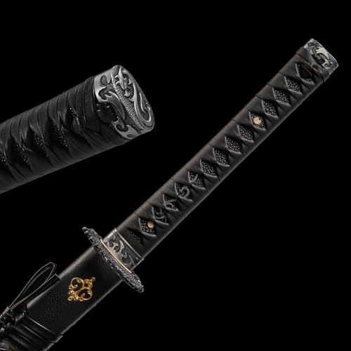 Handmade Japanese Katana Sword Real - Authentic Hand Forged Full Tang 1060 High Carbon Steel Samurai Swords for Martial Arts, Collection & Display, 40.5-Inch