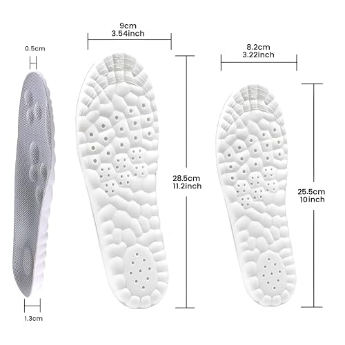 Image of 2 Pairs Cloud Insoles - 4D Cloud Technology Insole - Super Soft Comfort Insoles, U-Shape Memory Foam Insoles, Trim to Fit Inserts (Gray, Men: 12-13)