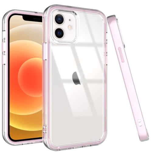 Puxicu Acrylic 2 in 1 for iPhone 11 Case，Anti-Yellowing, Military-Grade Protection, Drop Shockproof Slim Phone Cover for iPhone 11 6.1", Clear+Light Pink - image 1