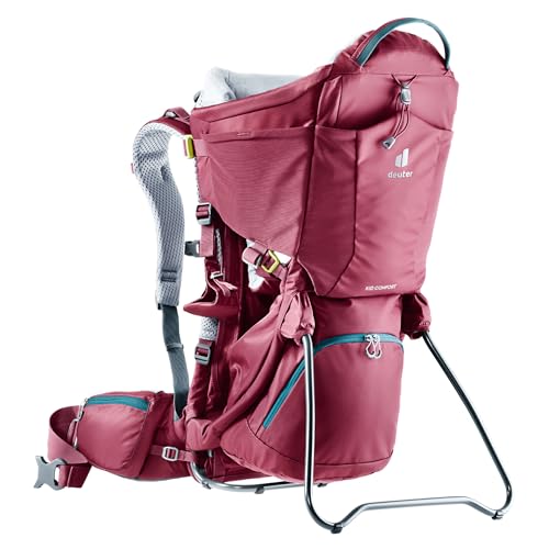 Image of Deuter Kid Comfort Child Carrier and Backpack for Travel & Hiking with Toddlers - Maroon