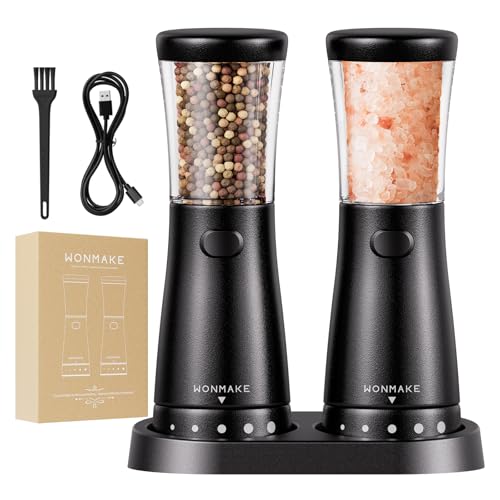 Electric Salt and Pepper Grinder Set with 4.5oz Large Capacity, Stainless Steel Rechargeab - image 1
