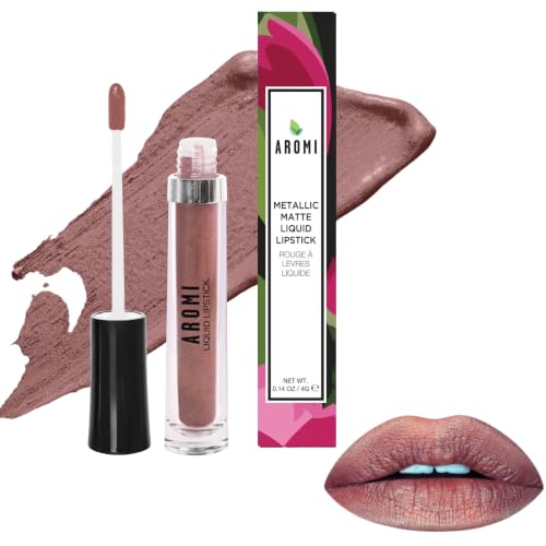 Aromi Peachy Tan Metallic Liquid Lipstick - Sepia Bronze Shade