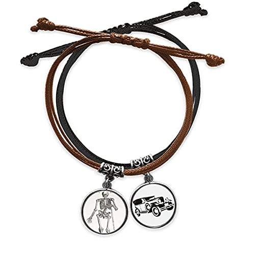 Bracelet squelette humain en cuir, l'accessoire idéal pour vos soirées rock