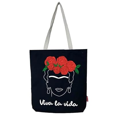 hello-bags. Borsa tote bag in tela con cerniera, fodera e tasca interna. Esterno: 100% cotone. Include una busta regalo kraft. Modello: VIVALAVIDA. Colore: Nero. Misure: 37x 38 cm.