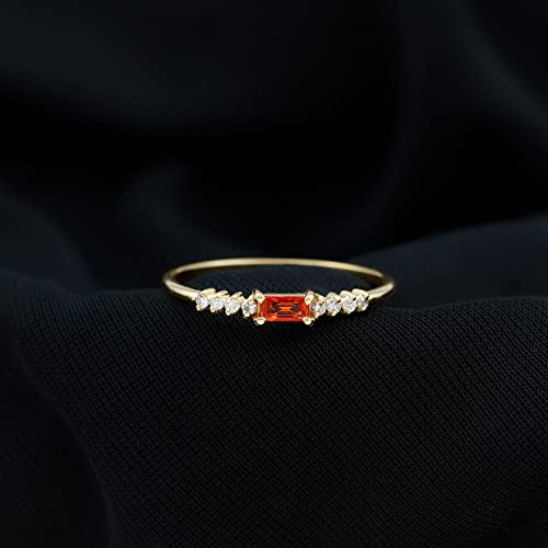Rosec Jewels 1/2 Ct Created Orange Sapphire Promise Ring With Moissanite| Aaaa Quality, 14K Yellow Gold, Size:us 10.00 #TOP1