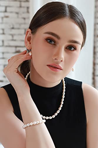Sea Of Ice Baroque Freshwater Dark Brown Pearl Oval 10X8Mm Necklace Bracelet And Dangle Earrings Silver Jewelry Set For Women #TOP6