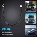 MNJ MOTOR 2 AWG Gauge Pure Copper Battery Cable Power Inverter Wire, 3/8" Lugs Compatible with Solar RV Car Truck Marine Boat Battery Banks (20 Inch, Black)