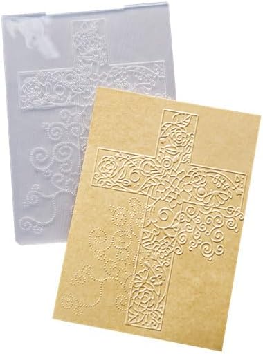 DIYology Easter Cross Pattern Embossing Folders for Card Making, Flowers Decoration Cross Embossing Folder Template for DIY Paper Crafts Scrapbooking Polymer Clay Decoration
