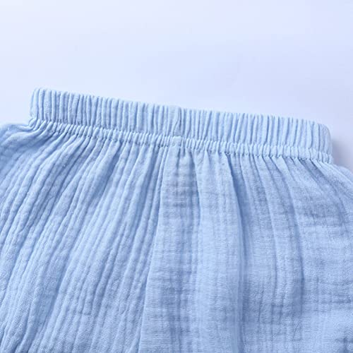 Haoluki Baby Girls Boys Bloomers Newborn Toddler Kids Unisex Cotton Linen Shorts Solid Color Cute Pp Pants Blue 12-24 Months #TOP2