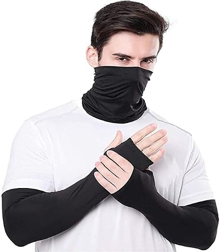 XJARVIS® Arm Sleeve & Bandana Combo for Men & Women UV Protection Hand Sleeves with Thumb Hole for Unisex Sun Protection f...