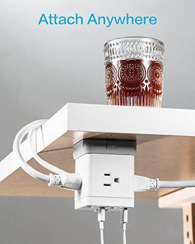 Protector eléctrico KMC con 3 tomas, 4 puertos USB, control por interruptor y cable de 1.52 m miniatura 7