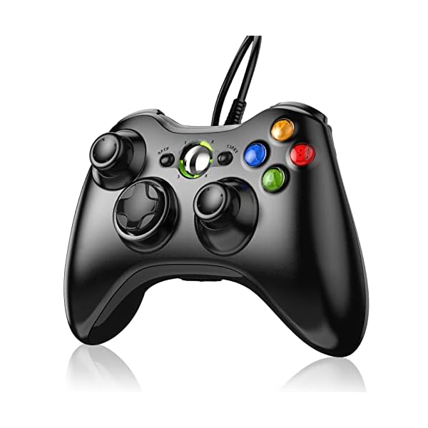 Gezimetie Wired Controller for Xbox 360, Game Controller for 360 with Dual-Vibration Turbo Compatible with Xbox 360/360 Slim and PC Windows 7,8,10,11