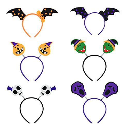 Halloween Headbands, Pumpkin Witch Devil Skeleton Bat Spider Ghost Halloween Costume Head Bands, Cute Halloween Hair Hoops Headwear, Halloween Festival Party Headpiece Cosplay Supplies (6 Pack) - Thumbnail 2