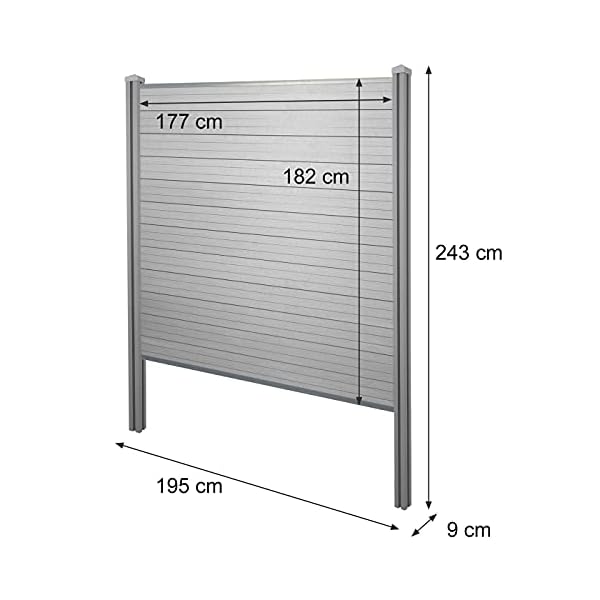 Mendler WPC-Sichtschutz Sarthe, Windschutz Zaun, WPC-Pfosten zum Einbetonieren - Basiselement, 195cm braun – Bild 5