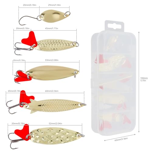 OriGlam 10pcs Metal Fishing Lures Metal Spoon Spinner Baits Hard Baits, Fishing Spoon Spinnerbait Spoons for Saltwater Freshwater Trout Bass Salmon - Image 5