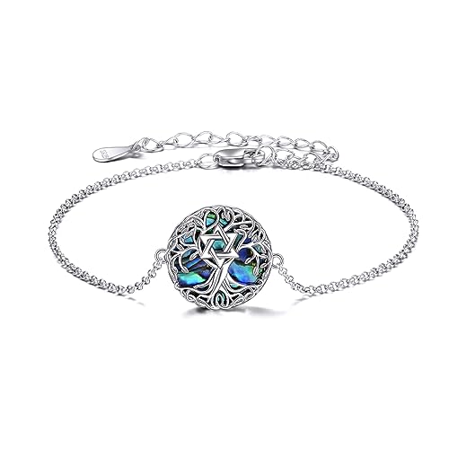 YFN Tree of Life Bracelet Sterling Silver Abalone Shell Tree of Life Bracelet Jewelry Gifts for Women